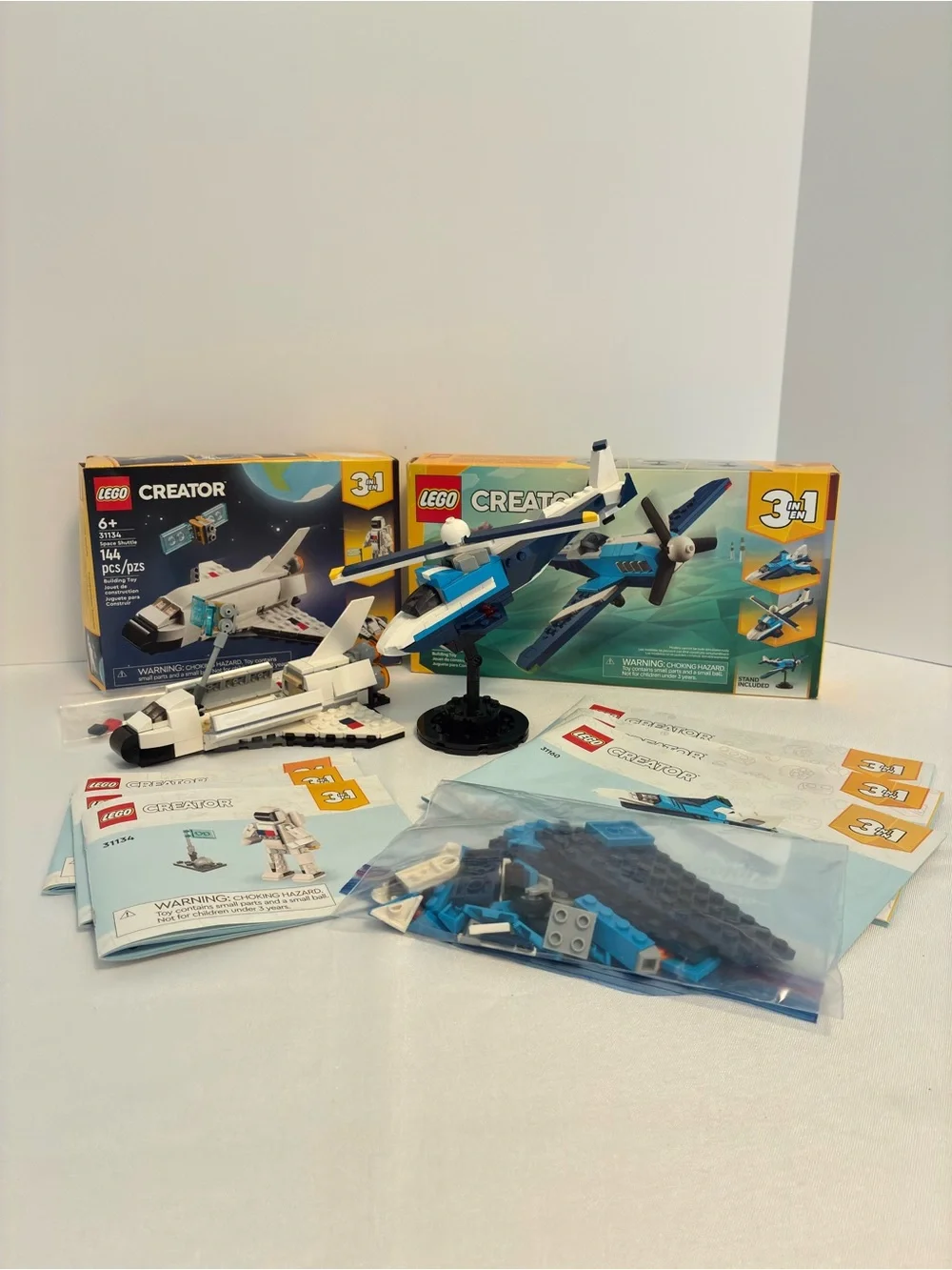 Lego Creator 3-in-1 Aircraft: Race Plane #31160 & Space Shuttle #31134 Bundle